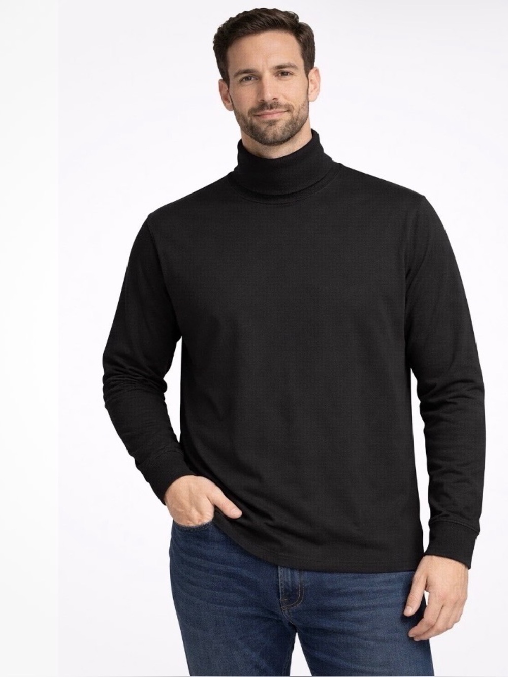 Utopia Wear Black Turtleneck Shirt Mens Med Cotton Blend Long Sleeve Classic NWT